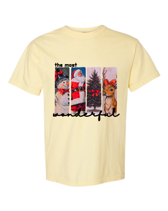 Vintage Christmas - Comfort Colors - Heavyweight Unisex Tee - Yellows, Oranges