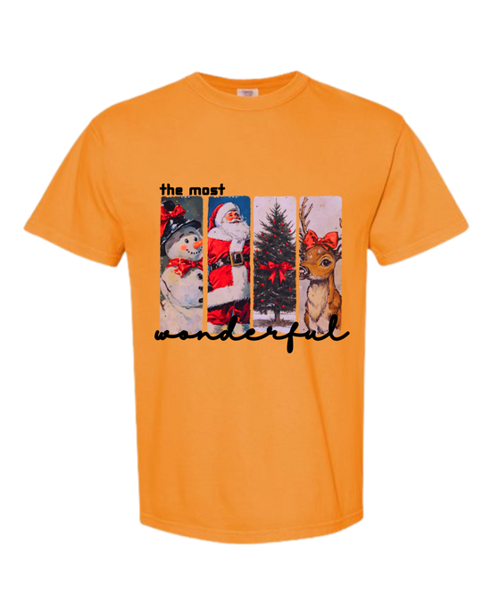 Vintage Christmas - Comfort Colors - Heavyweight Unisex Tee - Yellows, Oranges