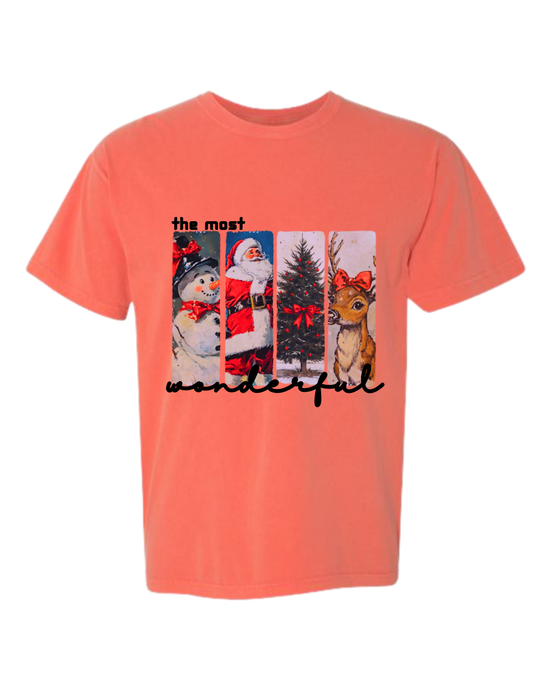 Vintage Christmas - Comfort Colors - Heavyweight Unisex Tee - Yellows, Oranges