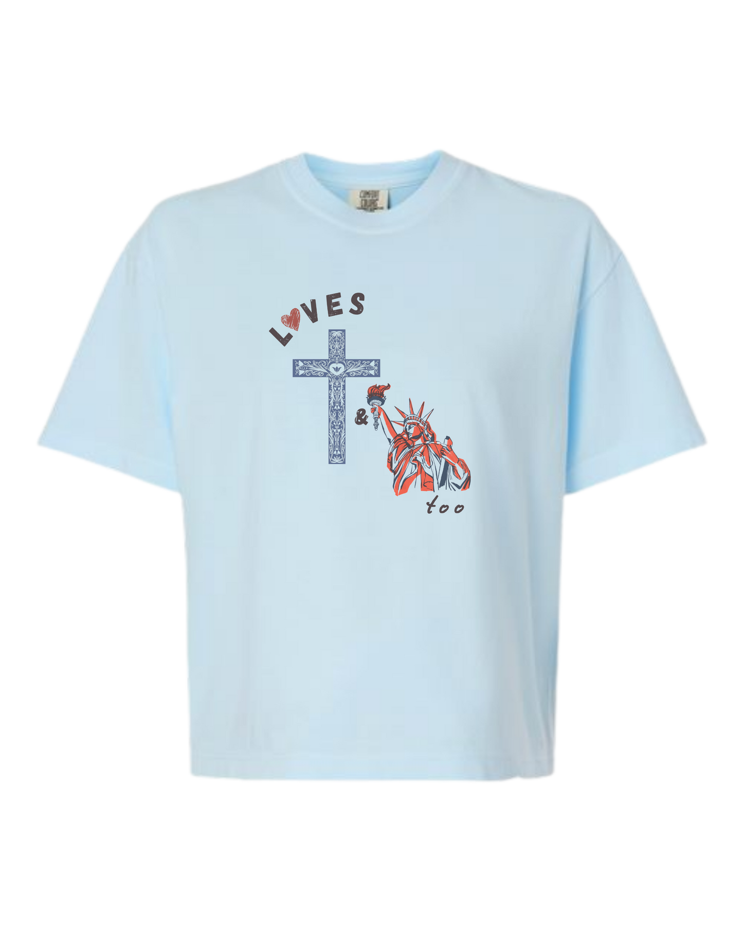 Loves Jesus & America too - Comfort Colors - Boxy T - Assorted Colors