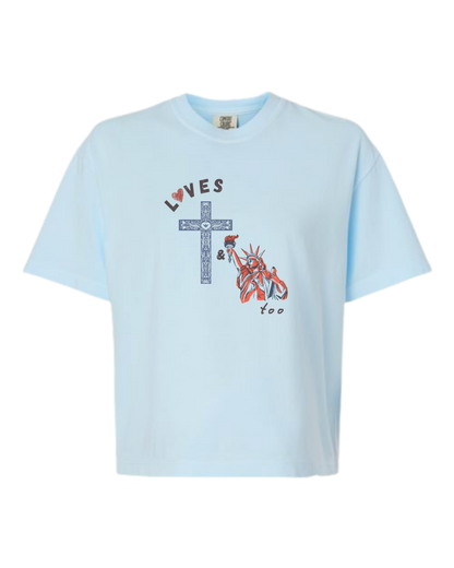 Loves Jesus & America too - Comfort Colors - Boxy T - Assorted Colors