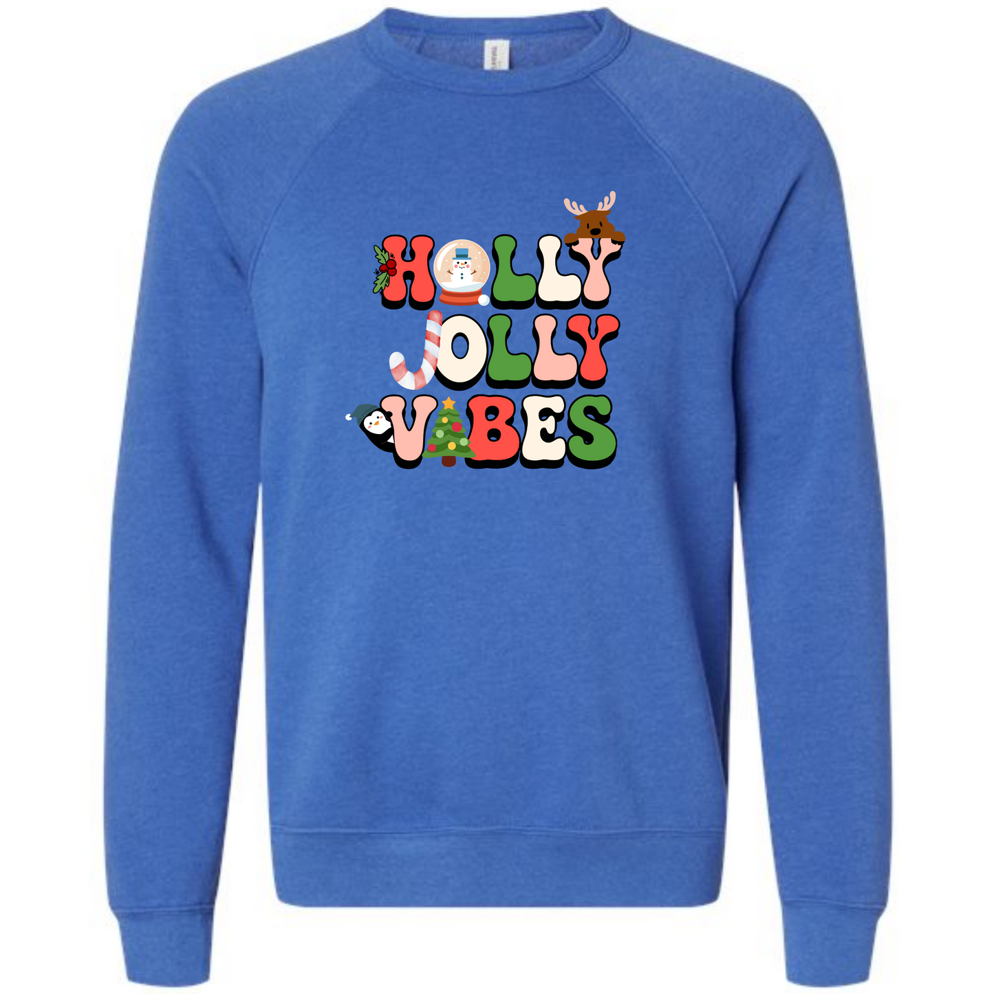 Holly Jolly Vibes - Sponge Fleece Raglan Sweatshirt - Blues, Purples