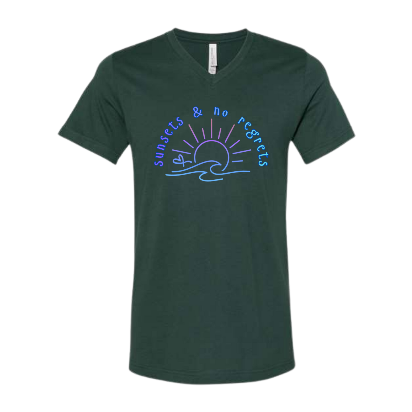 Sunsets & No Regrets - Bella+Canvas - Unisex V-Neck - Assorted Colors