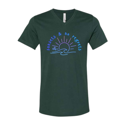 Sunsets & No Regrets - Bella+Canvas - Unisex V-Neck - Assorted Colors