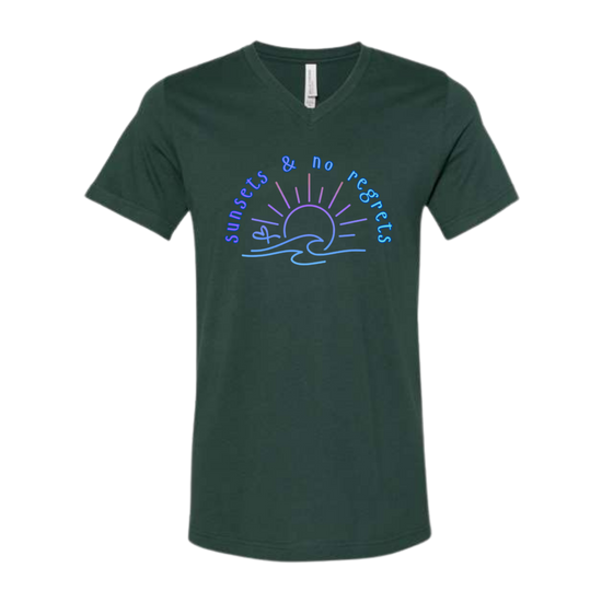 Sunsets & No Regrets - Bella+Canvas - Unisex V-Neck - Assorted Colors