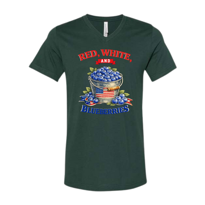 Red, White, And Blueberries - Bella+Canvas - Unisex V-Neck - Assorted Colors