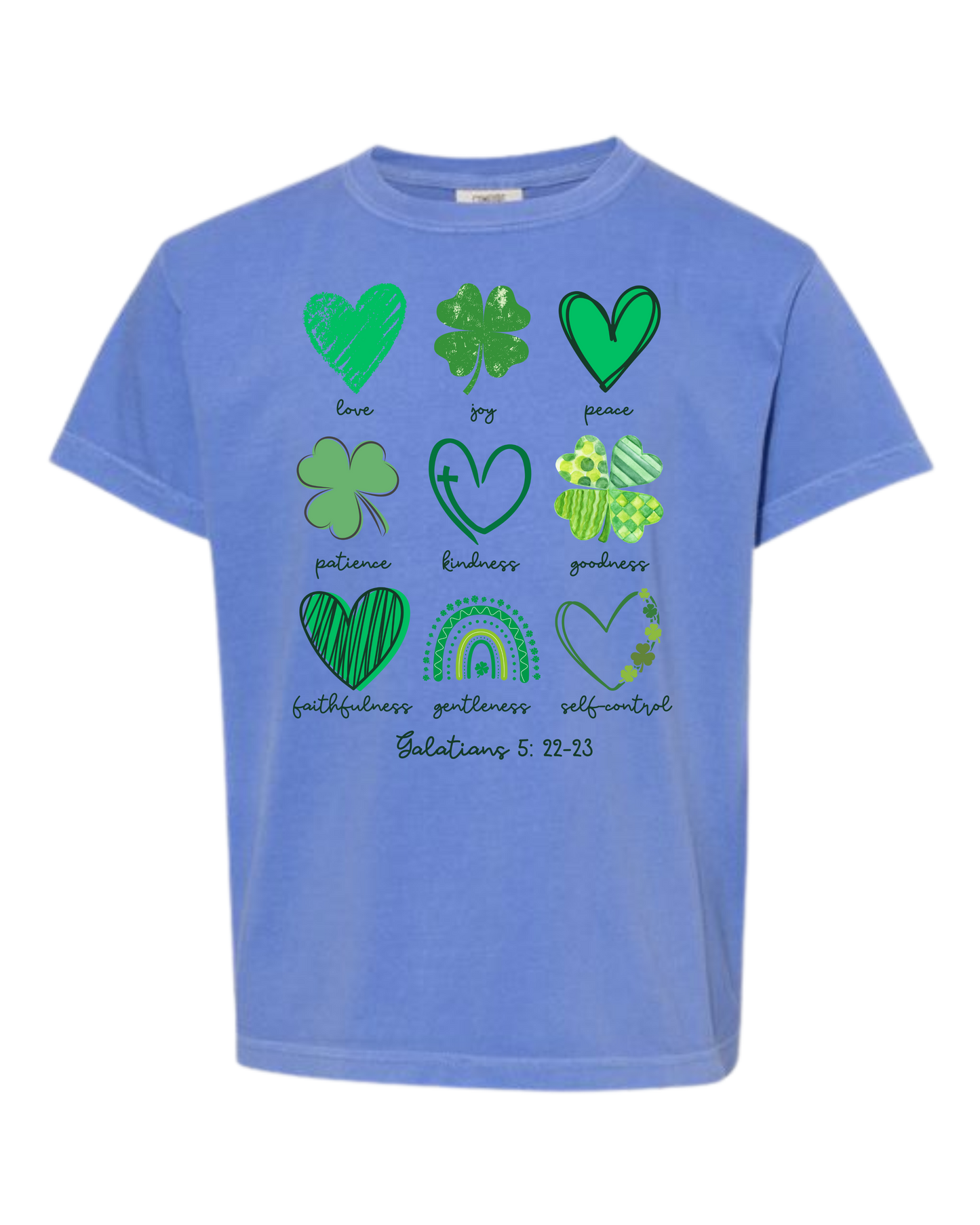 Galatians 5 - St Patrick's Day - Comfort Colors - Heavyweight Youth Tee - Neutral Colors & Blues