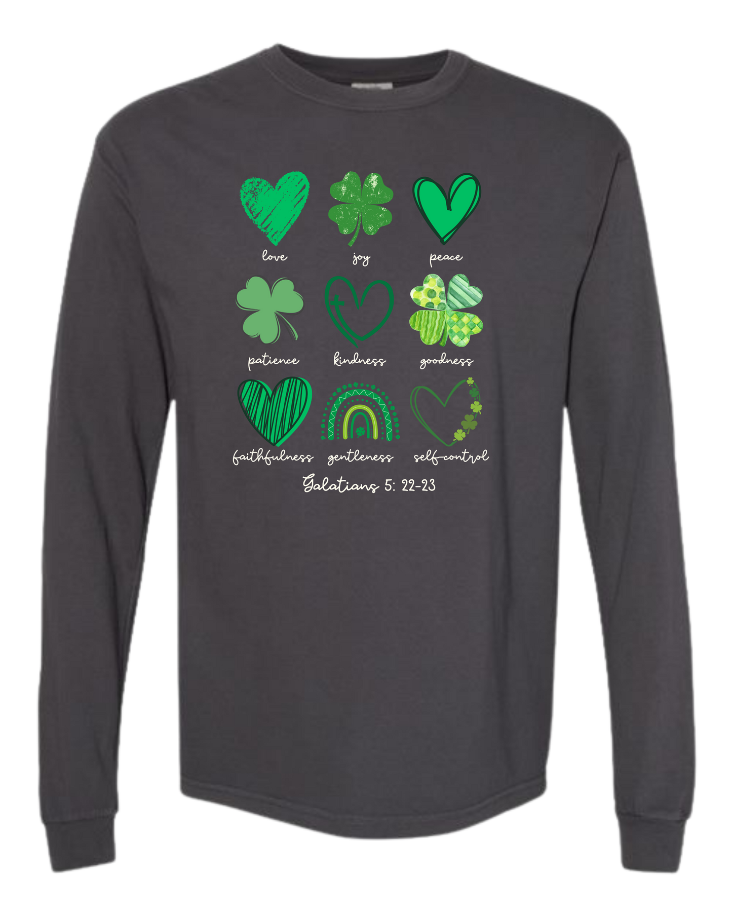 Galatians 5 - St Patrick's Day - Comfort Colors - Heavyweight Long Sleeve Tee - Neutral Colors