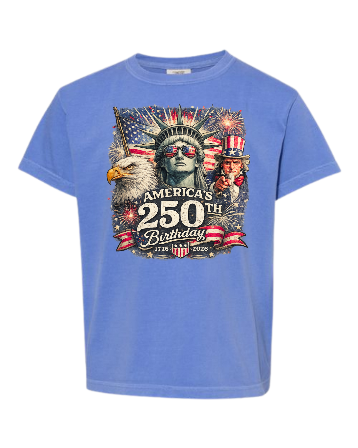 America's 250th Birthday - Comfort Colors - Heavyweight Youth Tee - Neutral Colors & Blues