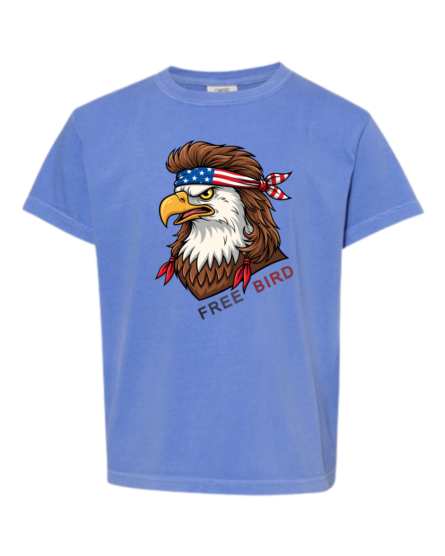 Rockin Free Bird - Comfort Colors - Heavyweight Youth Tee - Neutral Colors & Blues