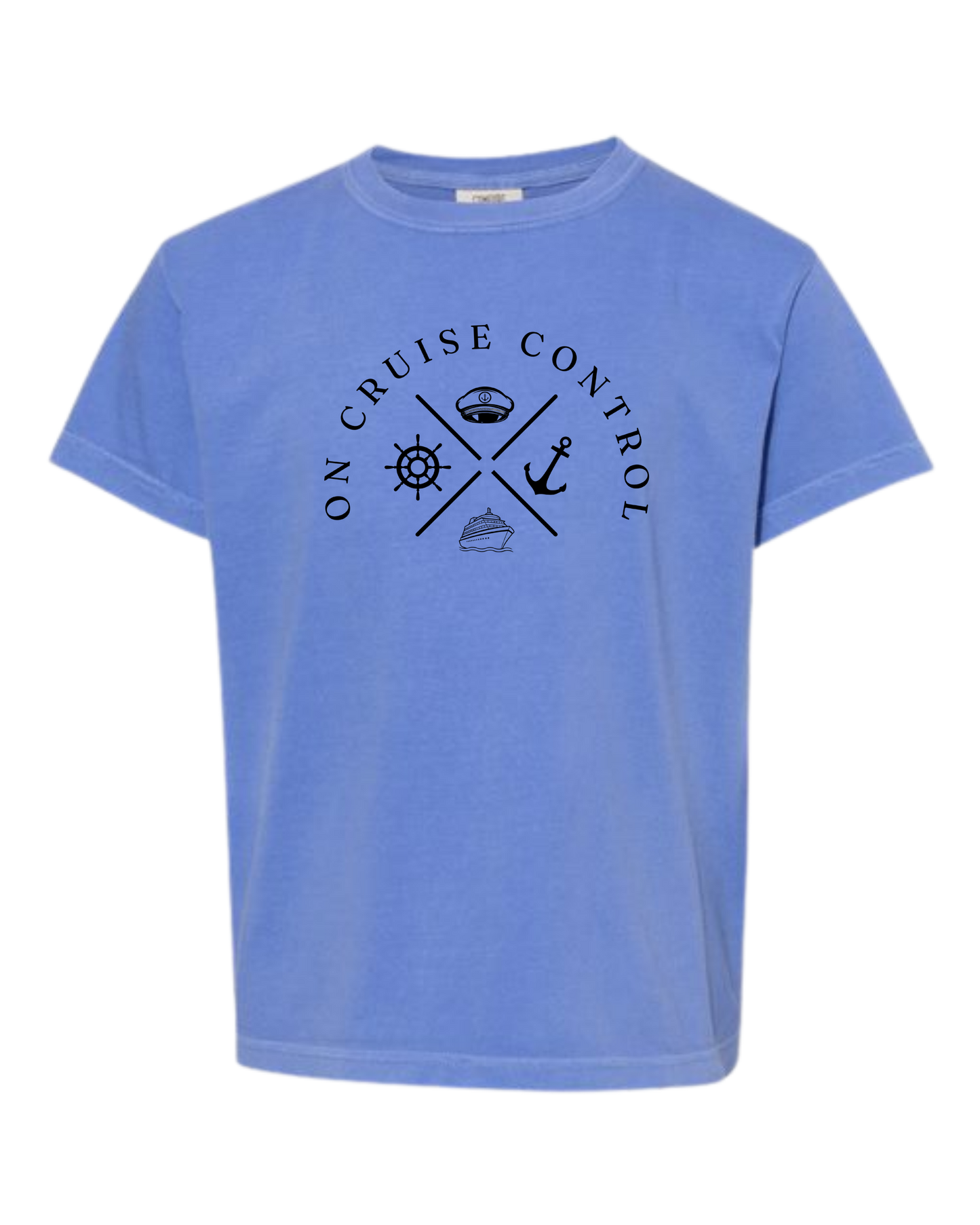 On Cruise Control - Comfort Colors - Heavyweight Youth Tee - Neutral Colors & Blues