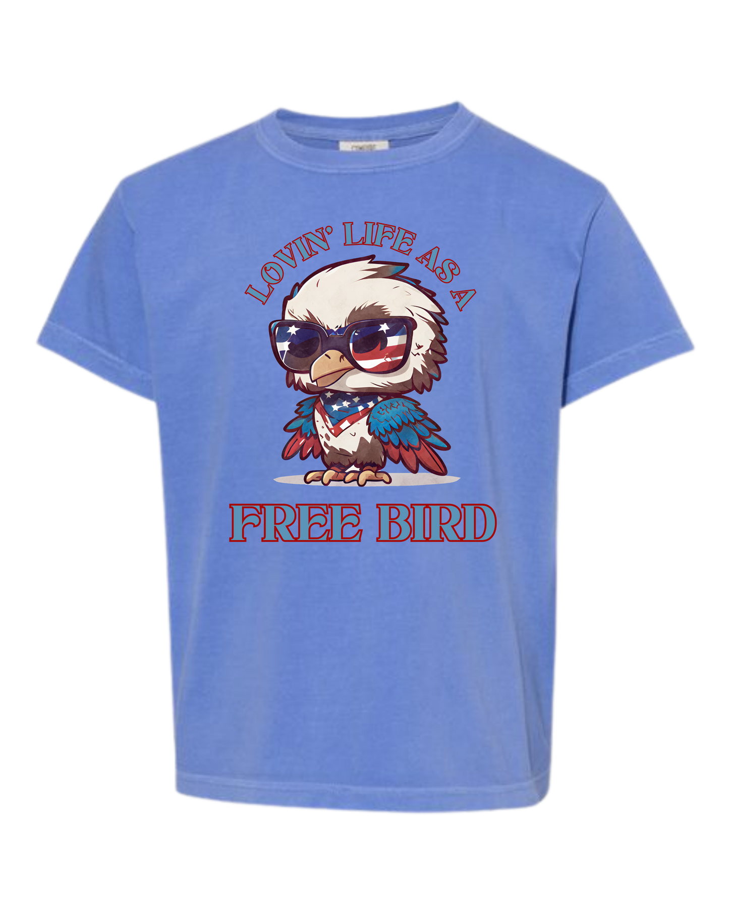Lovin' Life as a Free Bird - Comfort Colors - Heavyweight Youth Tee - Neutral Colors & Blues