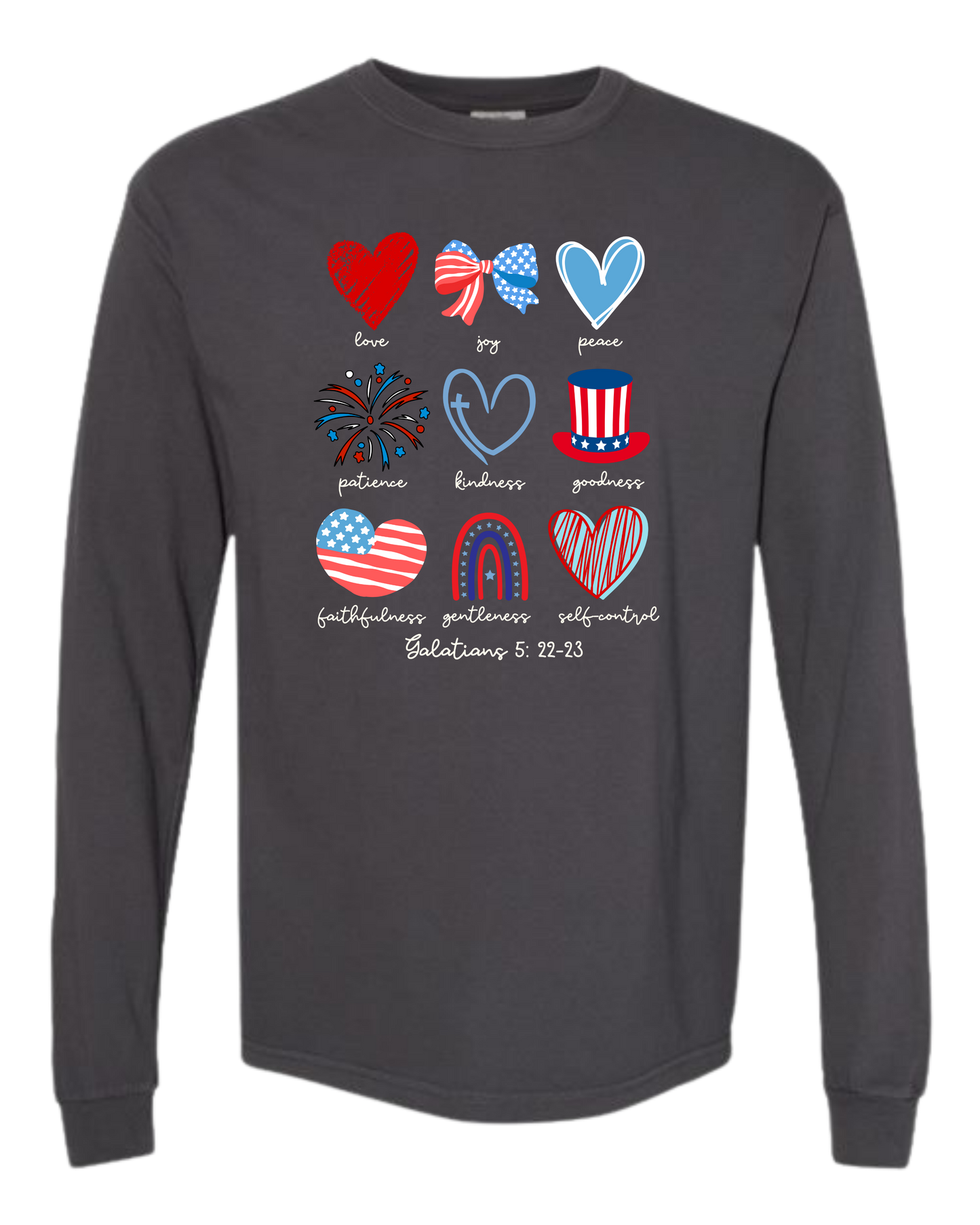 Galatians 5 - Patriotic - Comfort Colors - Heavyweight Long Sleeve Tee - Neutral Colors