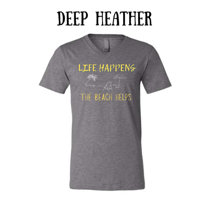 VP - Life Happens the Beach Helps - Unisex V-Neck