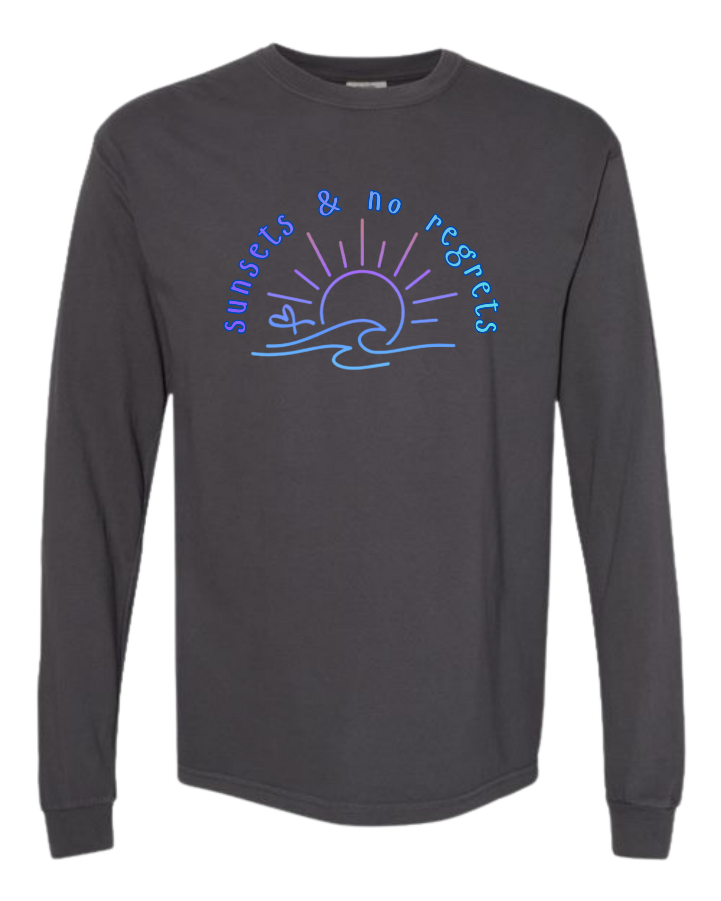Sunsets & No Regrets - Comfort Colors - Heavyweight Long Sleeve Tee - Neutral Colors