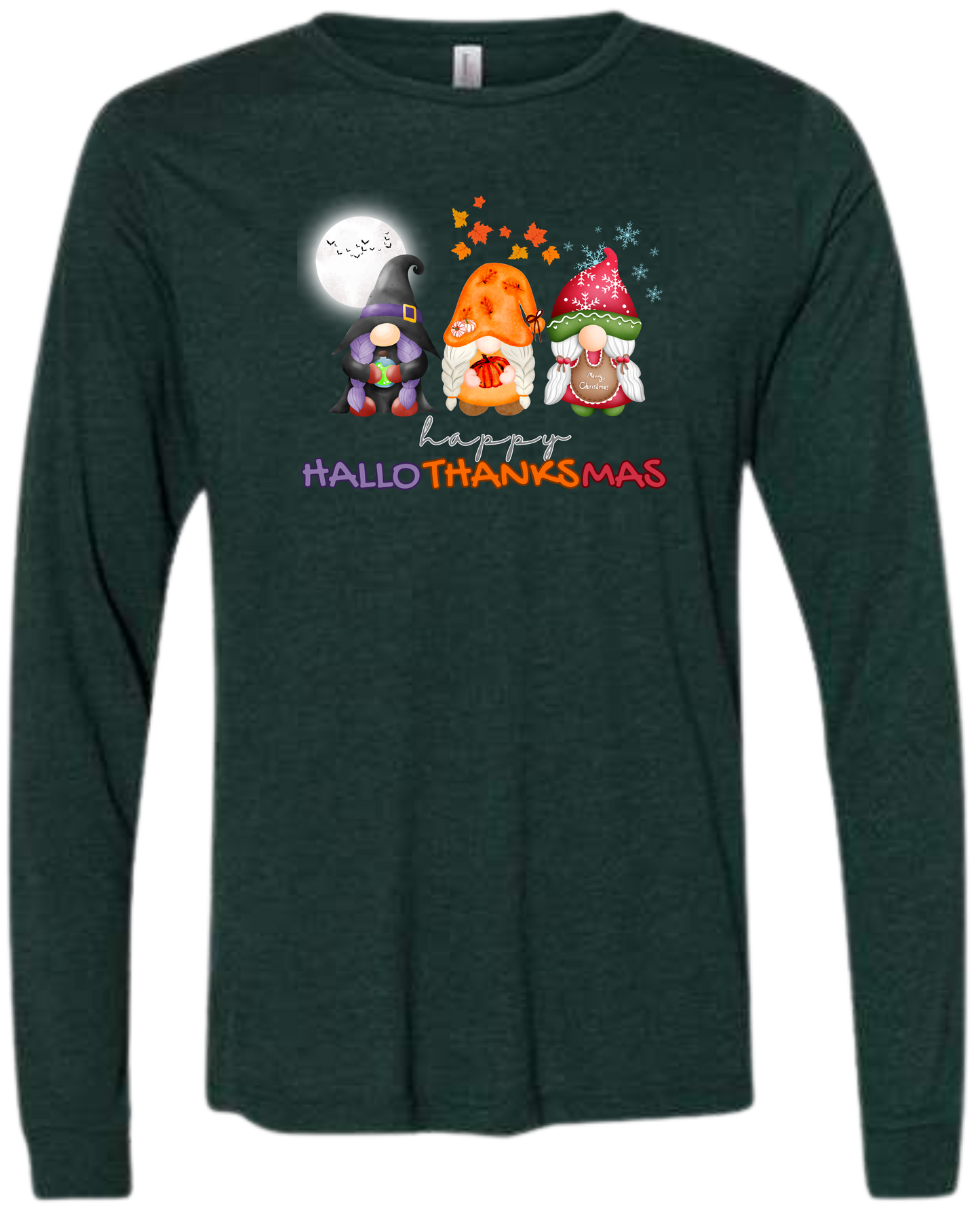 Happy HalloThanksMas Gnomes - Unisex Long Sleeve - Assorted Colors