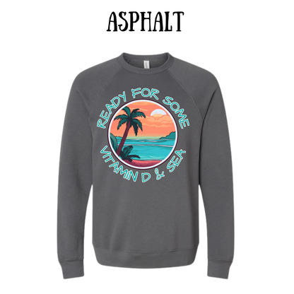 VP - Ready For Some Vitamin D & Sea - Sponge Fleece Raglan Sweatshirt - Greens, Neutrals