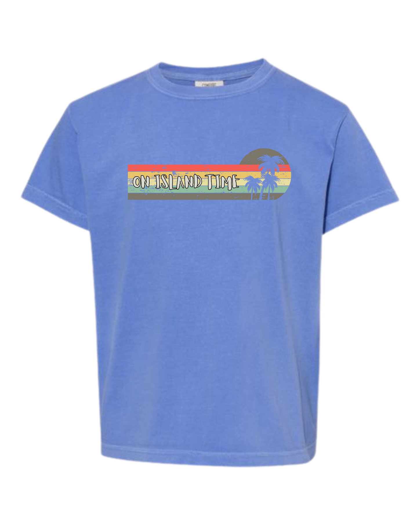 On Island Time - Comfort Colors - Heavyweight Youth Tee - Neutral Colors & Blues