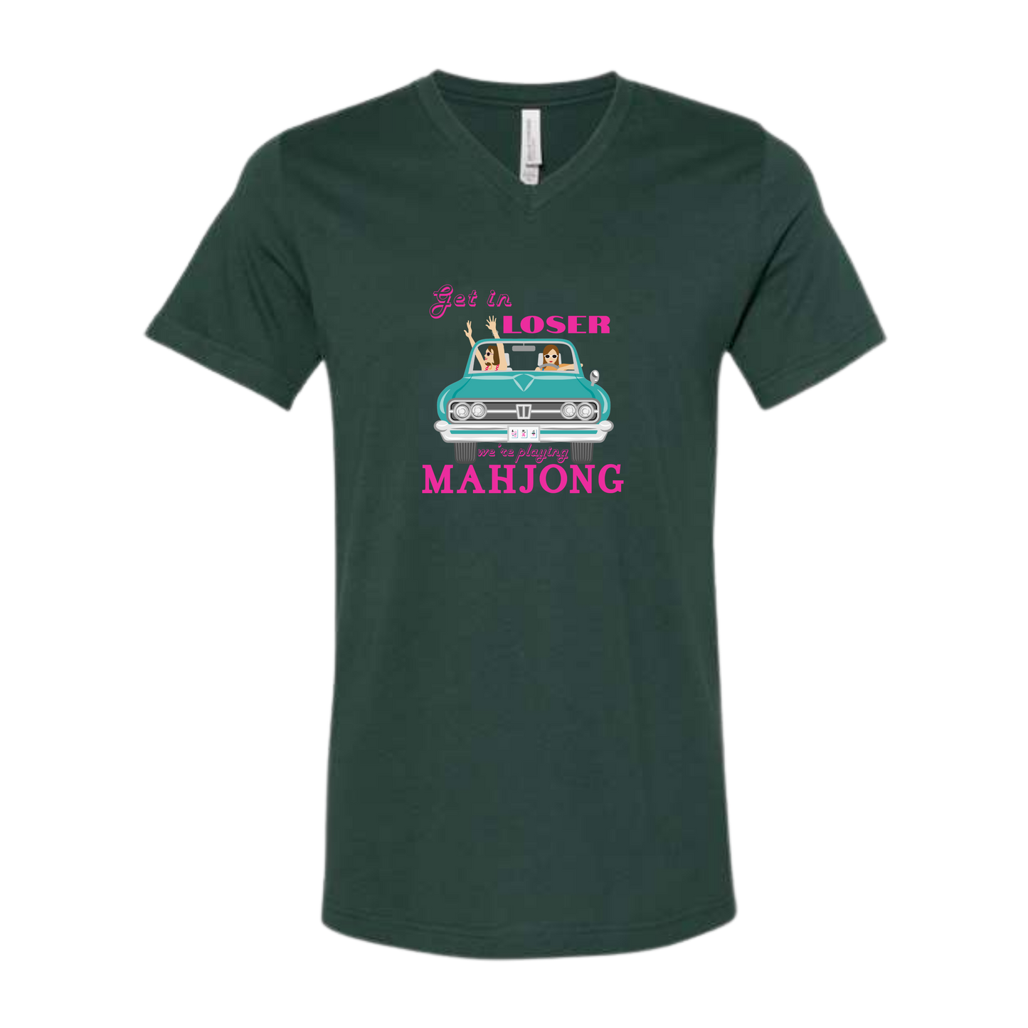 Get in Loser We're Playing Mahjong - Bella+Canvas - Unisex V-Neck - Assorted Colors