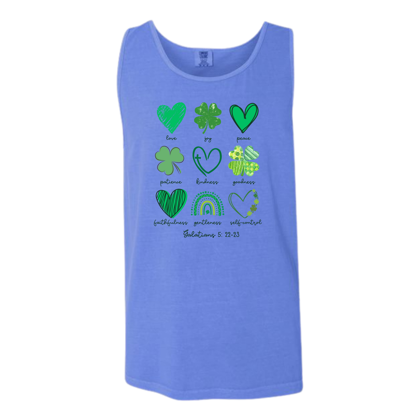 Galatians 5 - St Patrick's Day - Comfort Colors - Unisex Tank - Neutral Colors & Blues