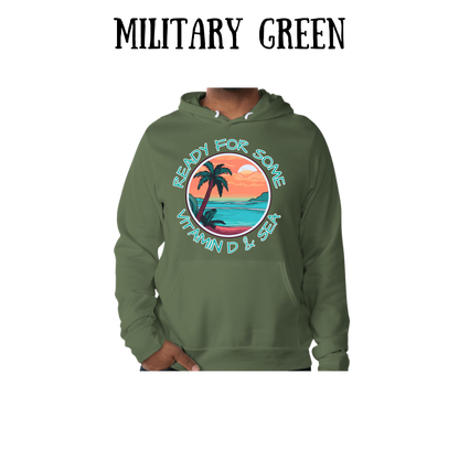 VP - Ready For Some Vitamin D & Sea - Sponge Fleece Hoodie - Greens, Neutrals