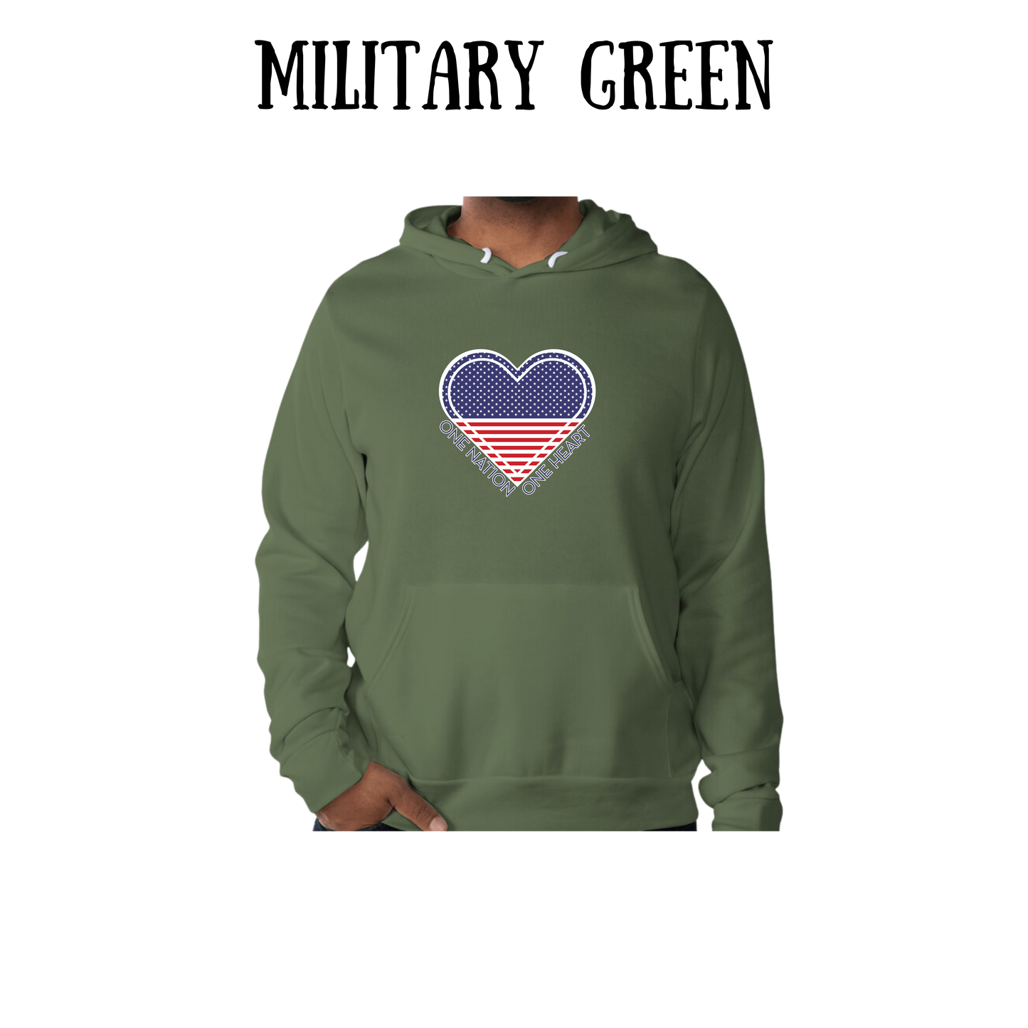 PP - One Nation One Heart - Sponge Fleece Hoodie - Greens, Neutrals