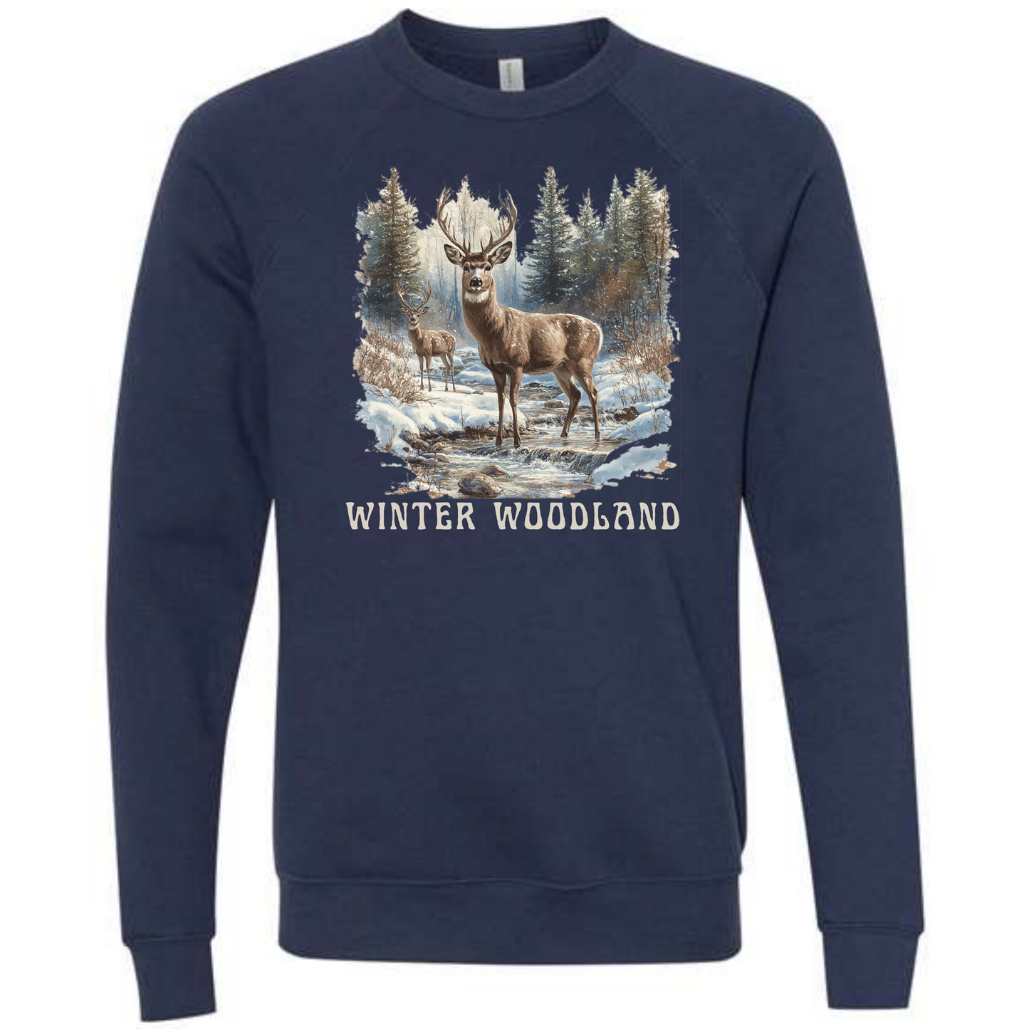 Winter Woodland - Sponge Fleece Raglan Sweatshirt - Blues, Purples