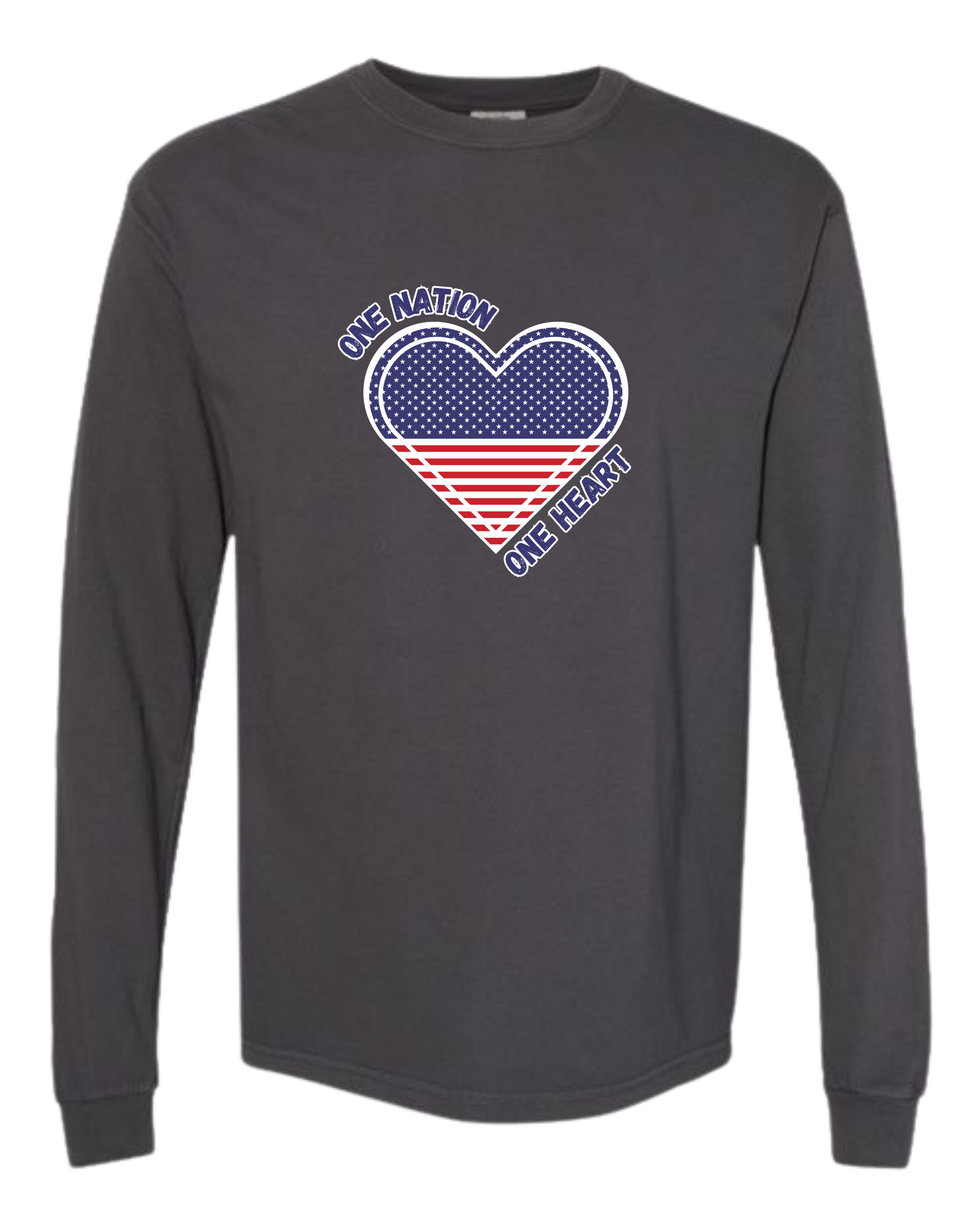 One Nation One Heart - Comfort Colors - Heavyweight Long Sleeve Tee - Neutral Colors