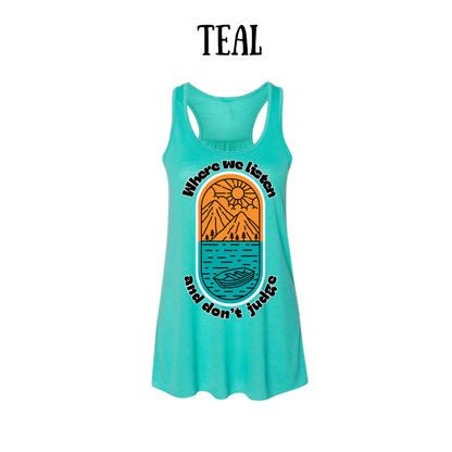 CP - Where We Listen and Don't Judge - Women's Flowy Racerback Tank