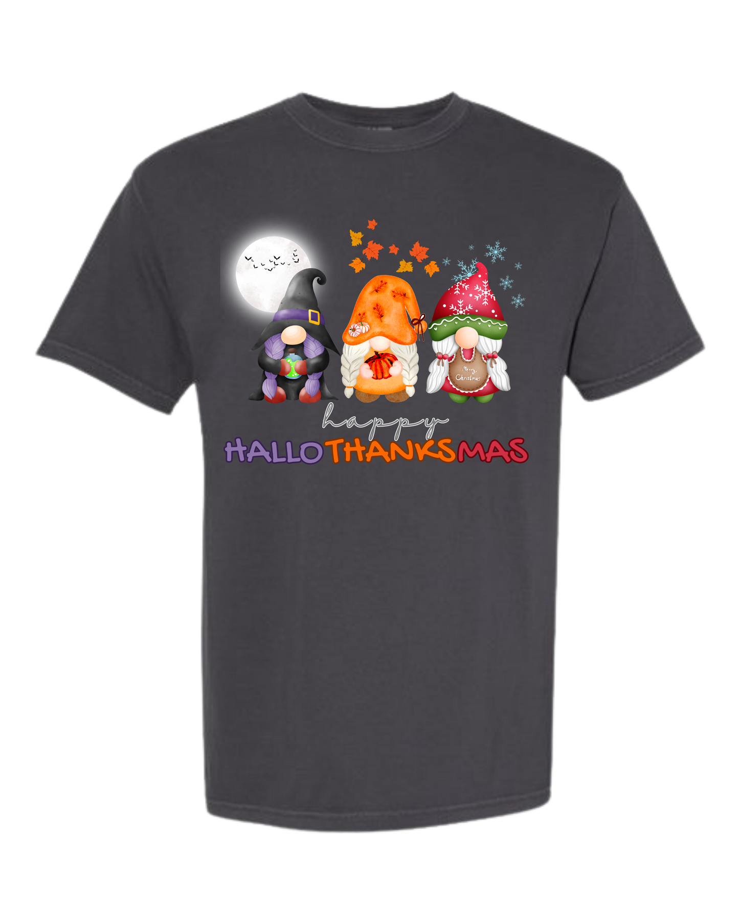 Happy HalloThanksMas Gnomes- Comfort Colors - Heavyweight Unisex Tee - Neutrals