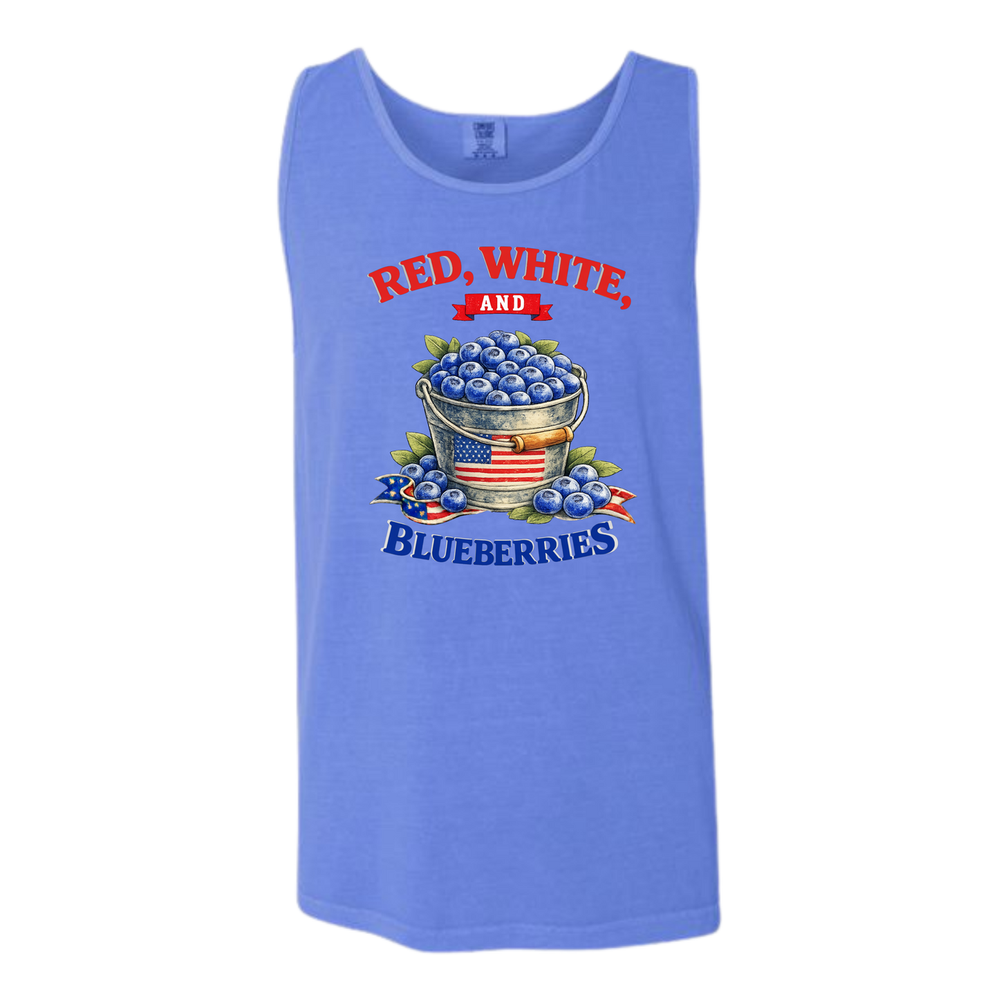 Red, White, And Blueberries - Comfort Colors - Unisex Tank - Neutral Colors & Blues