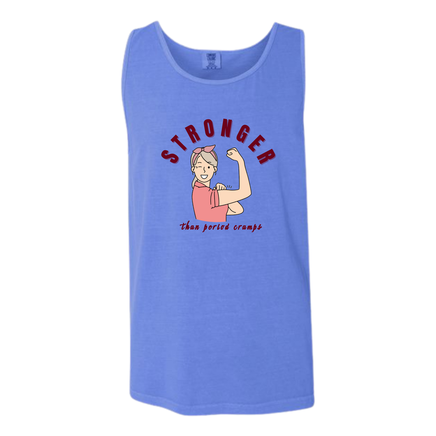 Stronger Than Period Cramps - Comfort Colors - Unisex Tank - Neutral Colors & Blues