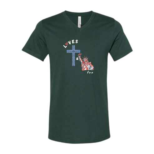 Loves Jesus & America too - Bella+Canvas - Unisex V-Neck - Assorted Colors