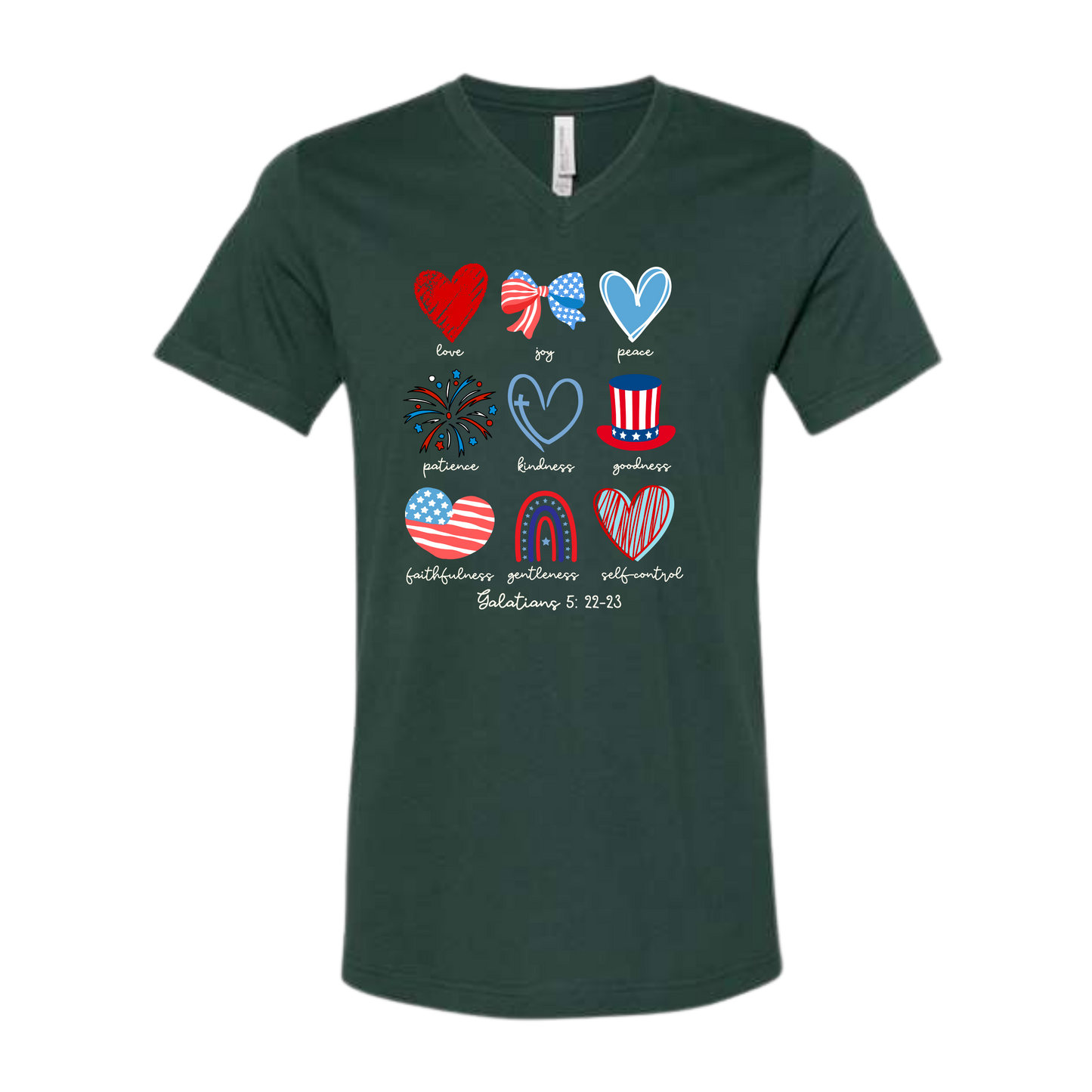 Galatians 5 - Patriotic - Bella+Canvas - Unisex V-Neck - Assorted Colors