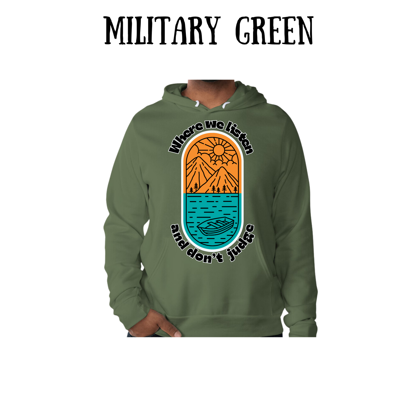 CP - Where We Listen and Don't Judge - Sponge Fleece Hoodie - Greens, Neutrals