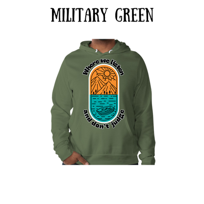 CP - Where We Listen and Don't Judge - Sponge Fleece Hoodie - Greens, Neutrals