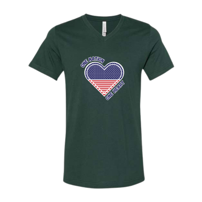 One Nation One Heart - Bella+Canvas - Unisex V-Neck - Assorted Colors