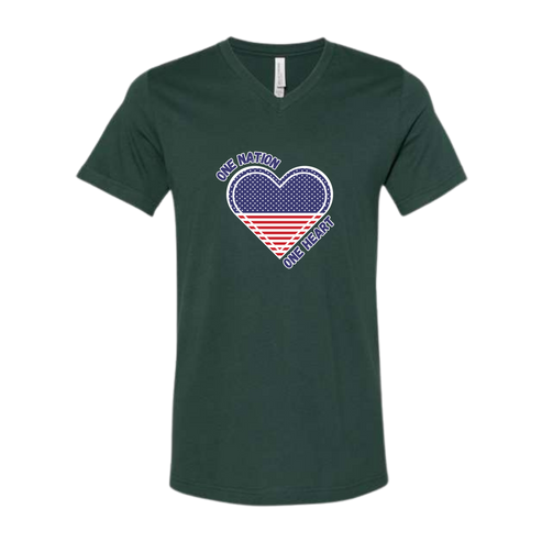 One Nation One Heart - Bella+Canvas - Unisex V-Neck - Assorted Colors