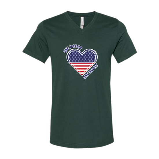 One Nation One Heart - Bella+Canvas - Unisex V-Neck - Assorted Colors