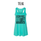 straight outta hormones - women's flowy racerback tank