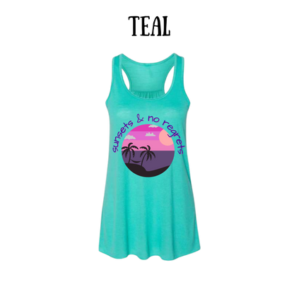 VP - Sunsets & No Regrets - Women's Flowy Racerback Tank