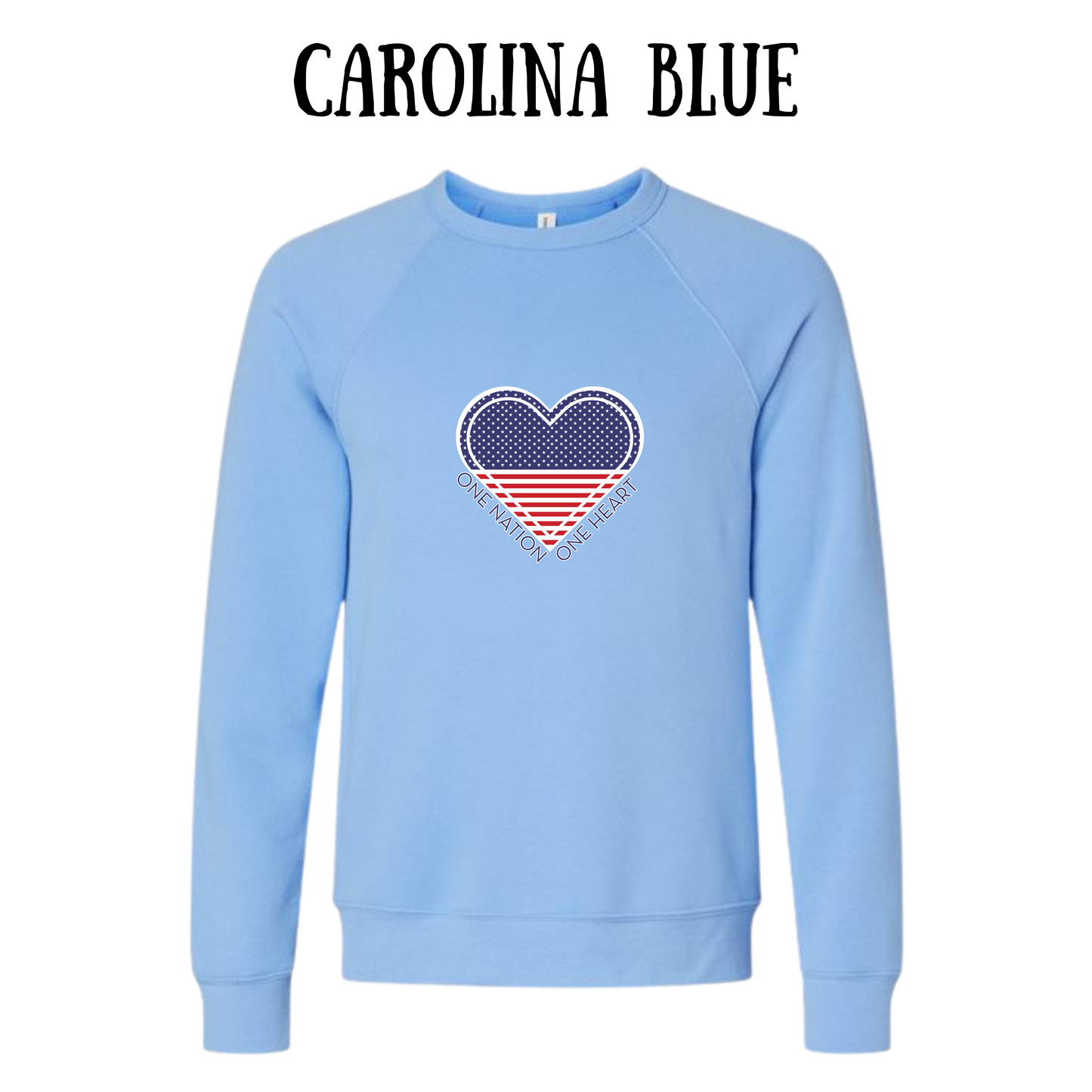 PP - One Nation One Heart - Sponge Fleece Raglan Sweatshirt - Blues, Purples