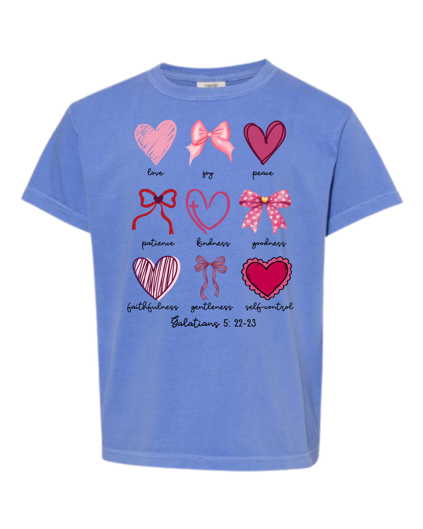 Galatians 5 - Valentines - Comfort Colors - Heavyweight Youth Tee - Neutral Colors & Blues