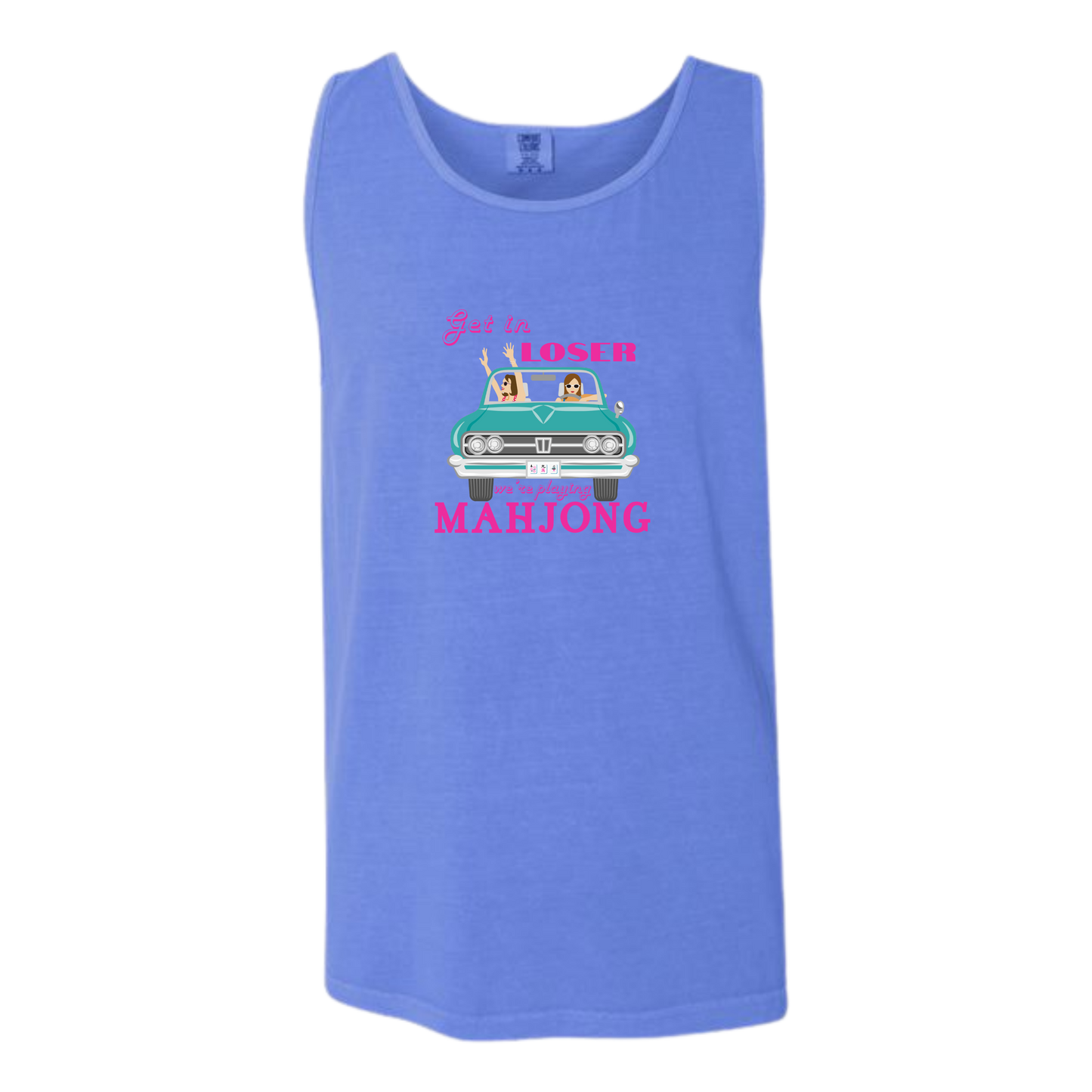 Get in Loser We're Playing Mahjong - Comfort Colors - Unisex Tank - Neutral Colors & Blues
