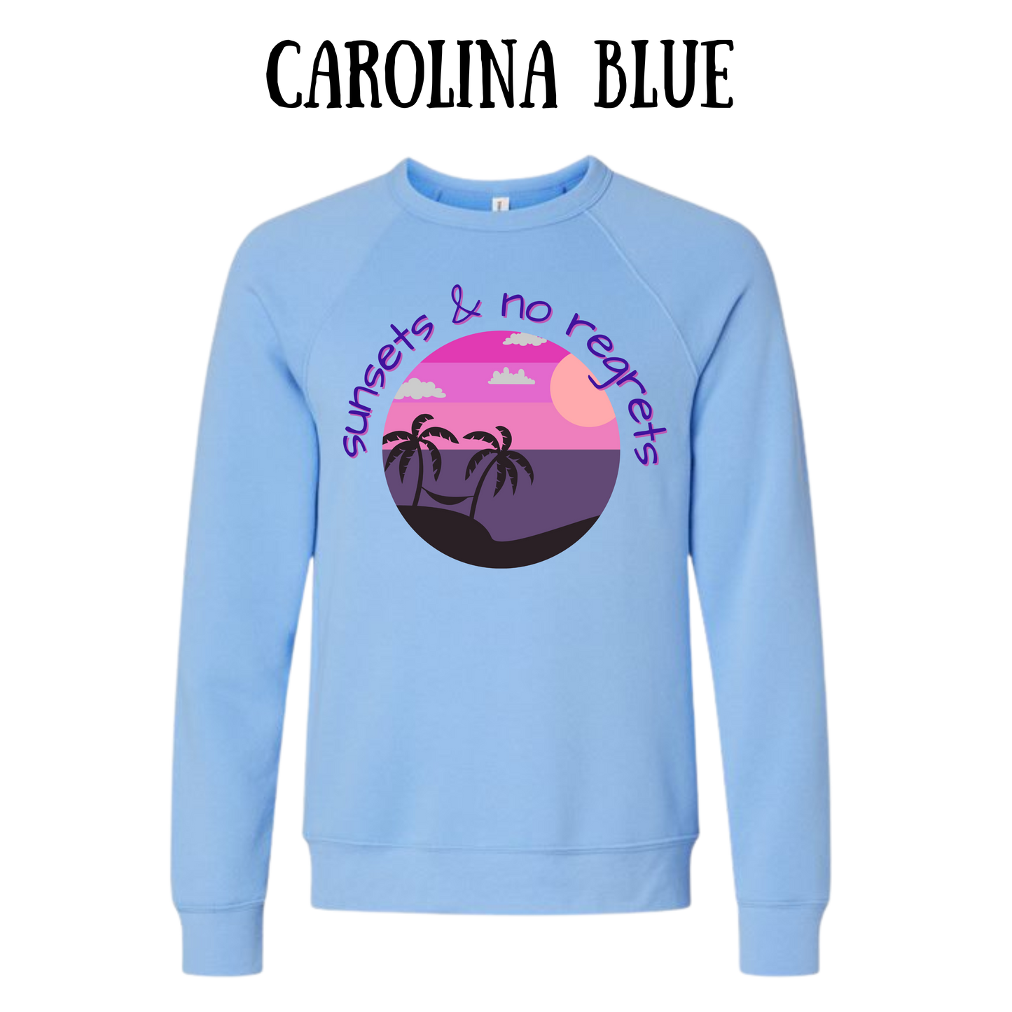 VP - Sunsets & No Regrets - Sponge Fleece Raglan Sweatshirt - Blues, Purples