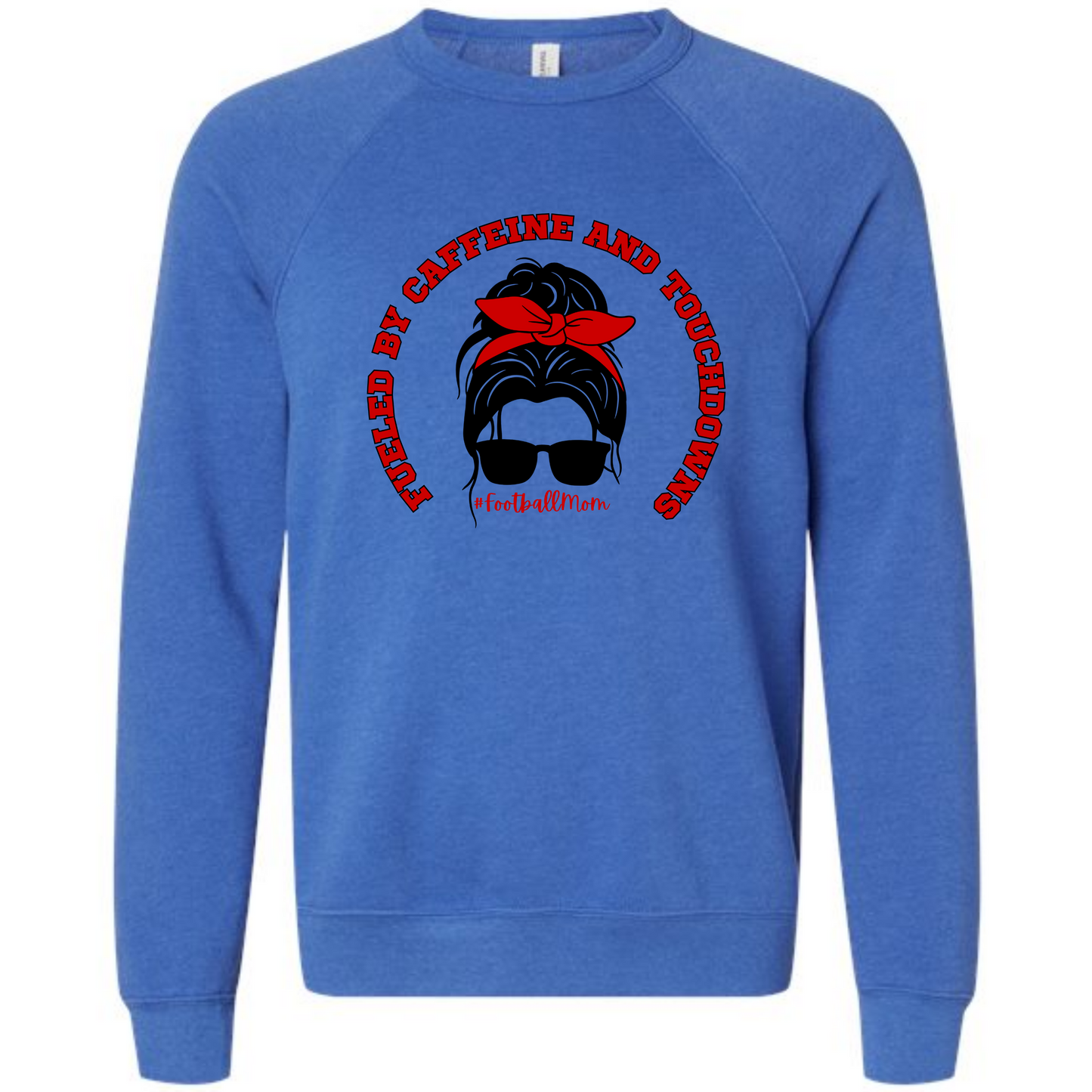 Football Moms Fueled By Caffeine and Touchdowns - Sponge Fleece Raglan Sweatshirt - Blues, Purples