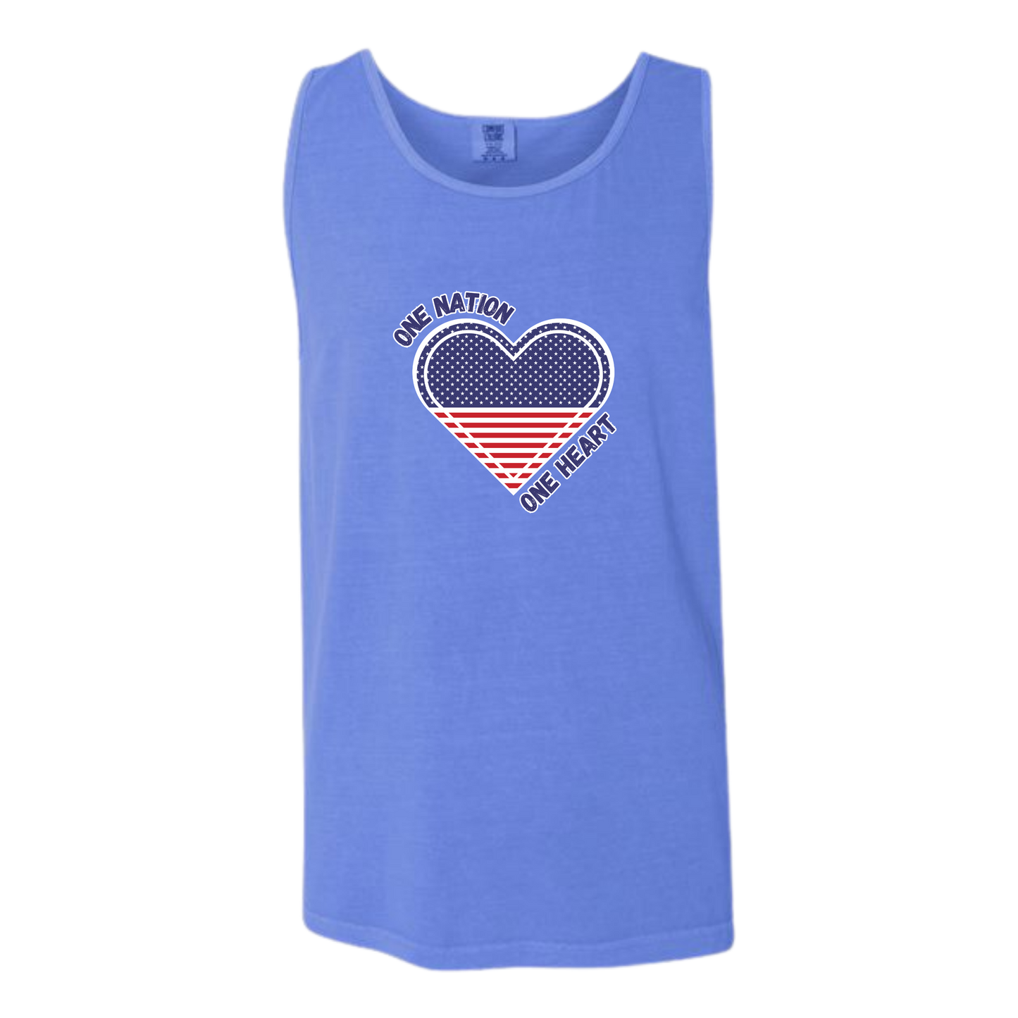 One Nation One Heart - Comfort Colors - Unisex Tank - Neutral Colors & Blues
