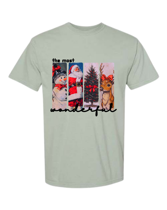 Vintage Christmas - Comfort Colors - Heavyweight Unisex Tee - Greens