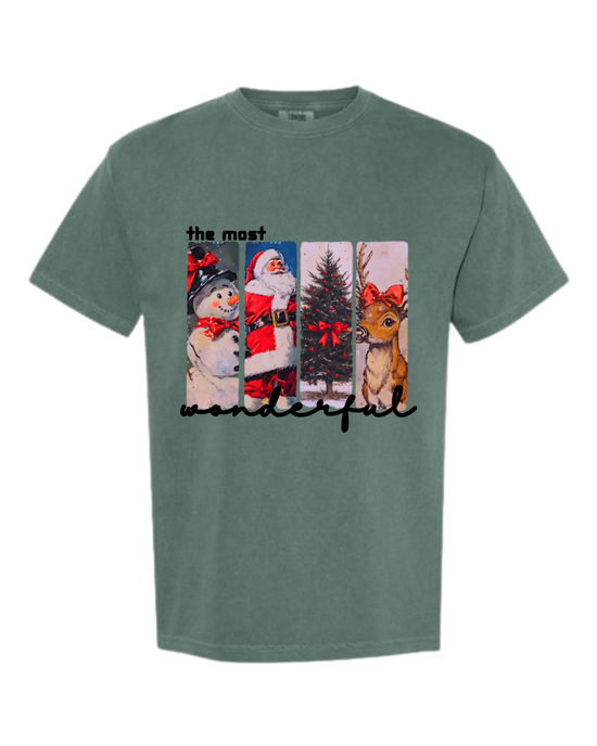 Vintage Christmas - Comfort Colors - Heavyweight Unisex Tee - Greens