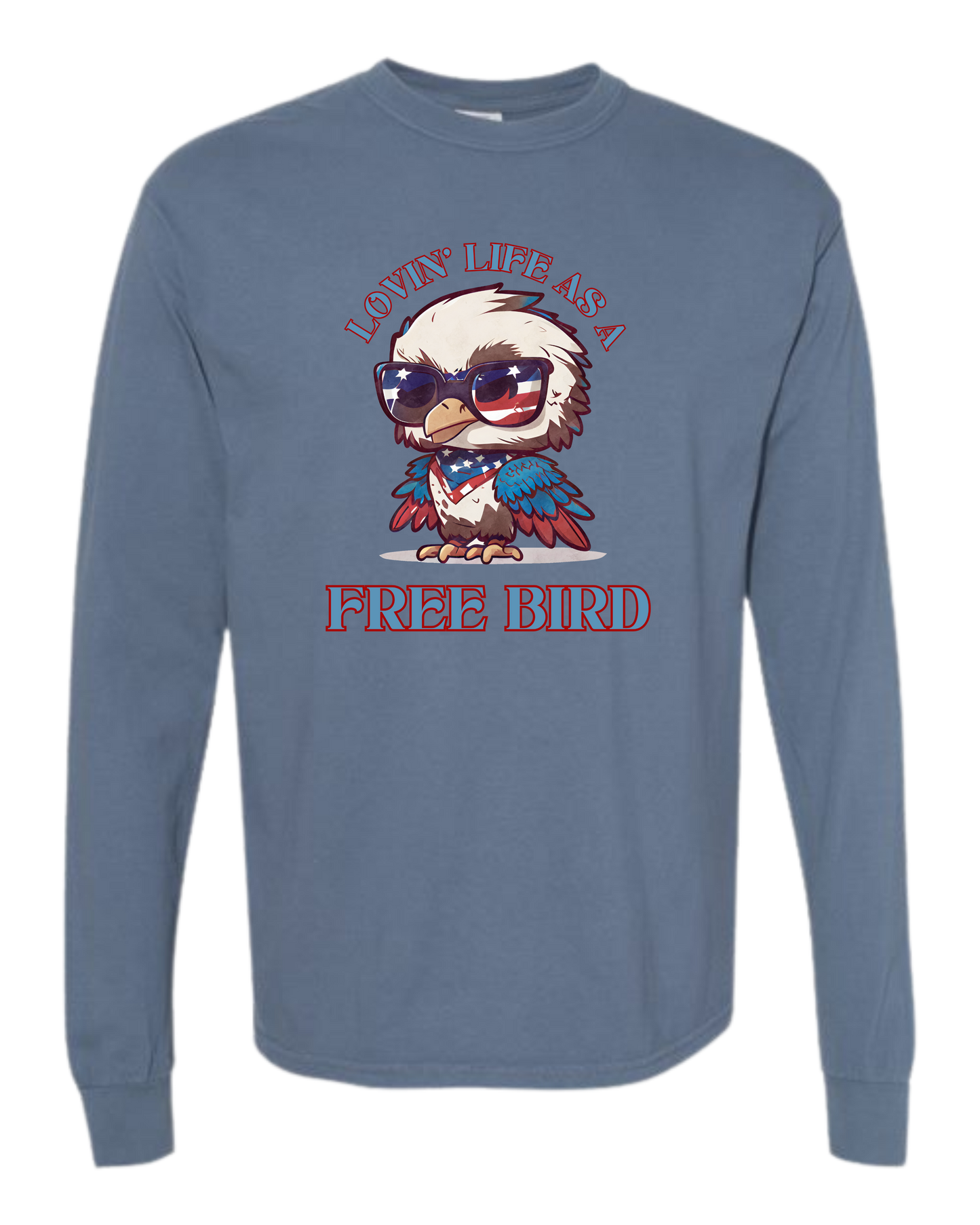 Lovin' Life as a Free Bird - Comfort Colors - Heavyweight Long Sleeve Tee - Blues & Greens